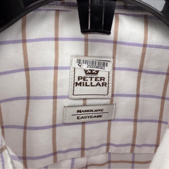 Peter Millar Nanoluxe shirt button down plaid sz M long sleeves 100% cotton - Picture 4 of 10